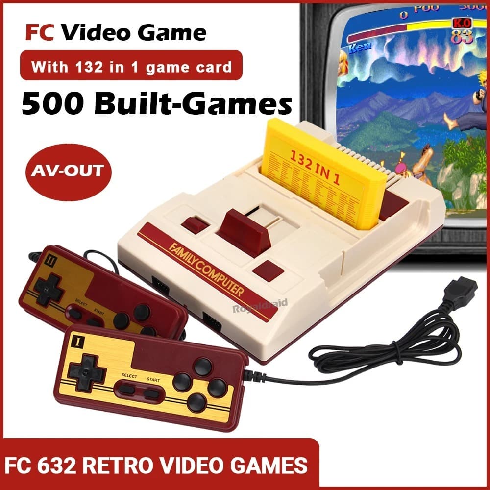 คอนโซลเกมย้อนยุค 8 บิตคลาสสิกมินิเกมคอนโซล 500 เกมคลาสสิกในตัวรองรับ 132-ใน-1 ตลับหมึกเกมสําหรับ เอฟซี… รูปที่ 1