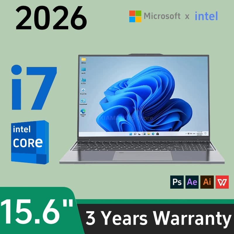 2026 แล็ปท็อป 15.6 นิ้ว Windows 11 แล็ปท็อป Intel Core i7 16GB+2TB 1920 * 1080 ความละเอียดแล็ปท็อปเกมสํานักงาน รูปที่ 1
