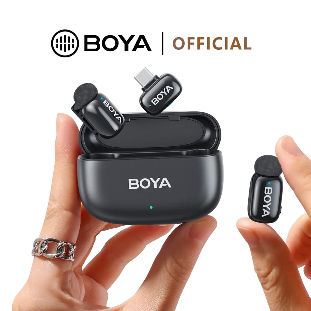 BOYA mini 2 ไมค์ไร้สาย ตัดเสียงรบกวน AI ไมค์อัดเสียง สําหรับ Type-C iPhone/Android ไมค์ไลฟ์สด รูปที่ 1
