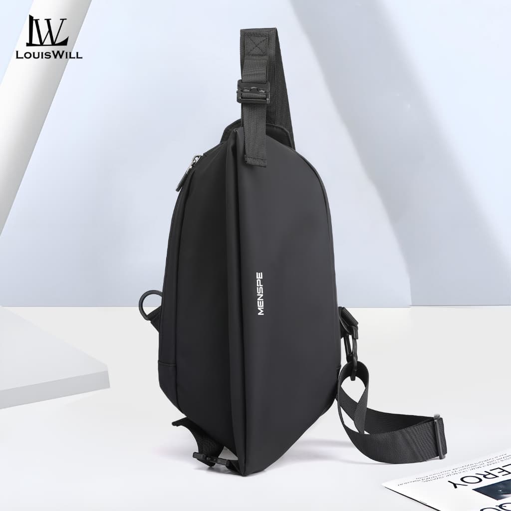 LouisWill ผู้ชายกระเป๋าไนลอนหน้าอก Pack Functional กระเป๋าคาดหน้าอก Crossbody Beg… รูปที่ 1