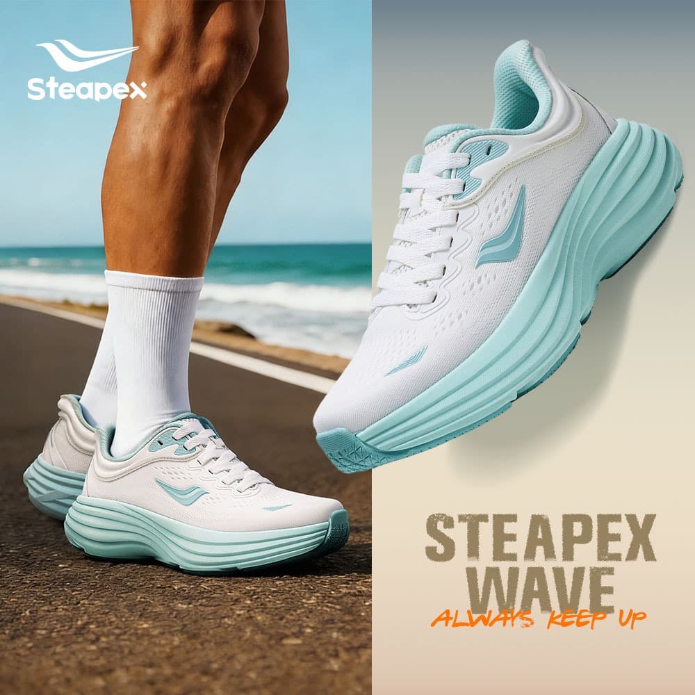 STEAPEX WAVE รองเท้าวิ่งชายหญิง เหมาะสำหรับการฝึกเบาๆ และใส่ประจำวัน ระบายอากาศดี ไม่อับ…