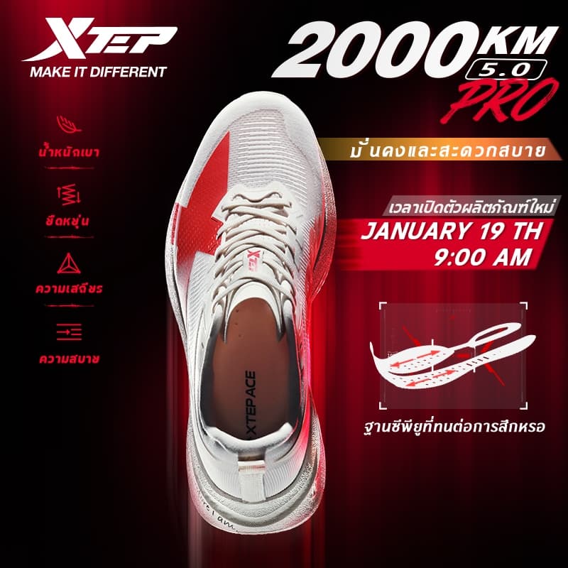 2000KM 5.0 PRO | รองเท้าวิ่งฝึกซ้อมระดับสุดยอด Super Trainer Running Shoes Full-length ACE Foam midsole รูปที่ 1