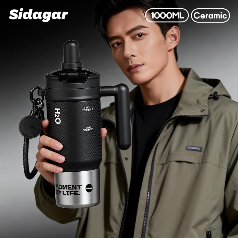 Sidagar 1000มล แก้วเก็บความเย็น เคลือบเซรามิค 316 แก้ว สแตนเลส ความจุขนาดใหญ่ แก้วน้ำเก็บอุณหภูมิ Sports… รูปที่ 1