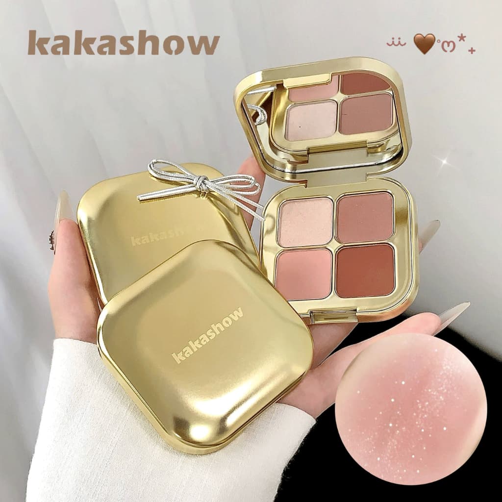 KAKASHOW แป้งอายแชโดว์ 4 สี - โทนสีเอิร์ธโทนสีน้ําตาลธรรมชาติสไตล์เกาหลีสําหรับแต่งหน้าดวงตาทุกวัน,… รูปที่ 1