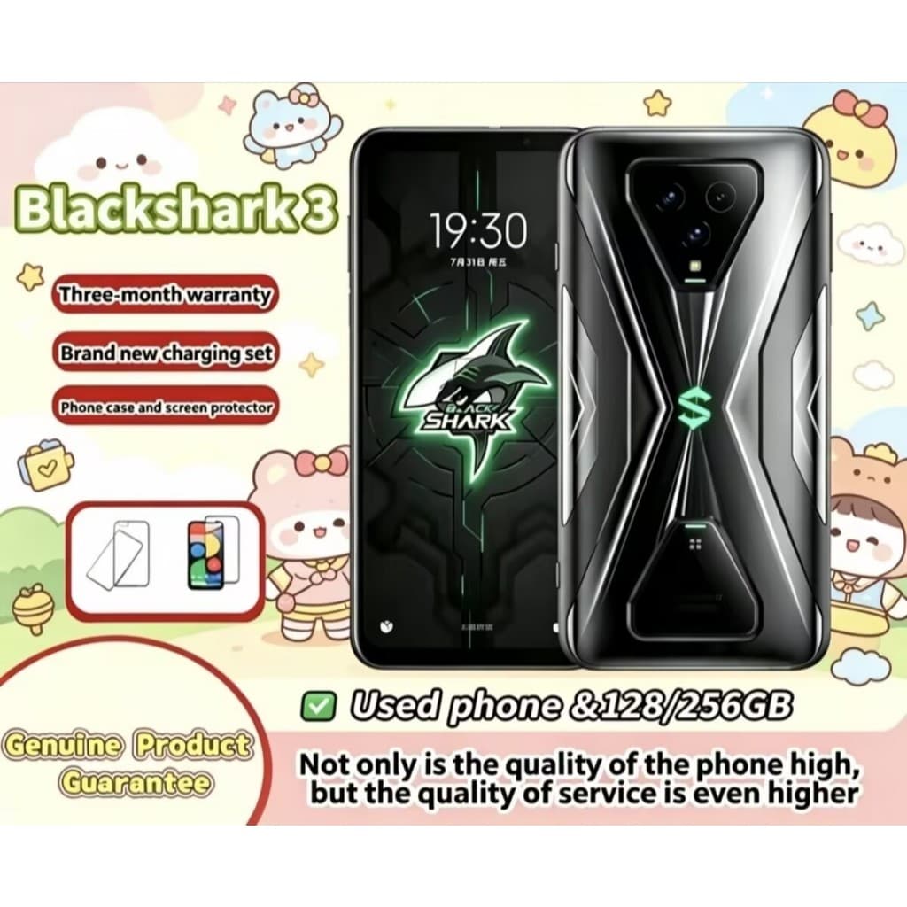 Original ของแท้ Black Shark 3 โทรศัพท์เกมมือสอง 128GB/256GB, Dual SIM สแตนด์บาย Global ROM โทรศัพท์มือถือ… รูปที่ 1