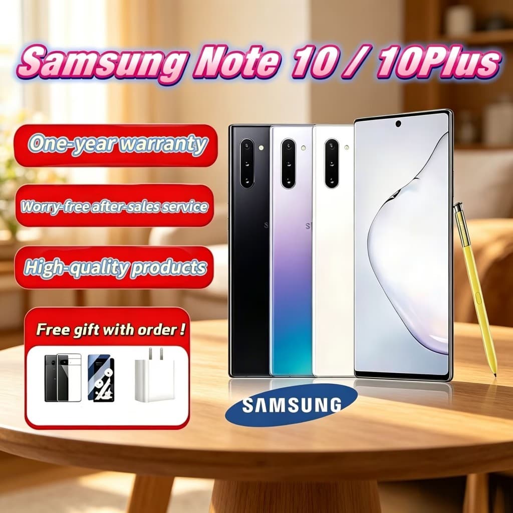 โทรศัพท์สมาร์ทโฟน Samsung Note 10 / 10 Plus 4G/5G ใหม่ 256G โทรศัพท์มือถือ Android สภาพดี รูปที่ 1