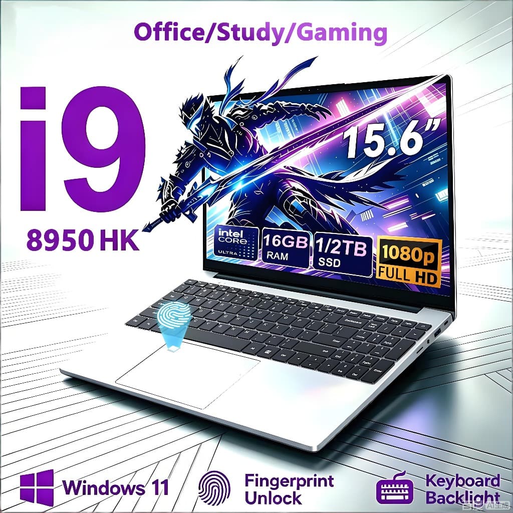 Free MS Office2026 ใหม่แล็ปท็อปสําหรับเล่นเกม 15.6 นิ้ว Intel Core i9 คอมพิวเตอร์ Windows 11 Pro 16GB DDR4… รูปที่ 1
