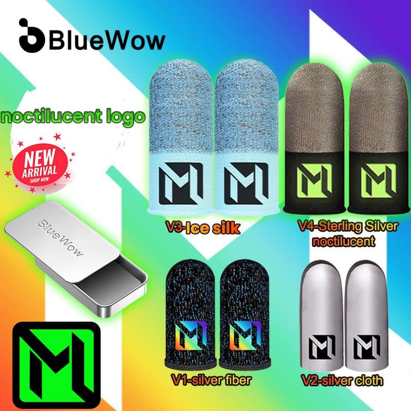 Bluewow Noctilucent ปลอกสวมนิ้วสําหรับเล่นเกมสําหรับเกมมือถือ PUBG ถุงมือนิ้วบางเฉียบและทนทานสําหรับเล่นเกม รูปที่ 1