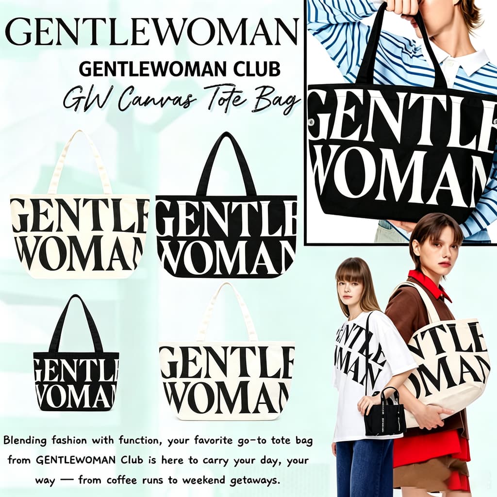 🔖พร้อมส่ง แท้💯Gentlewoman Club :GW Canvas Tote Bag White/Black กระเป๋าผ้า กระเป๋าแบรนด์ไทย กระเป๋า… รูปที่ 1