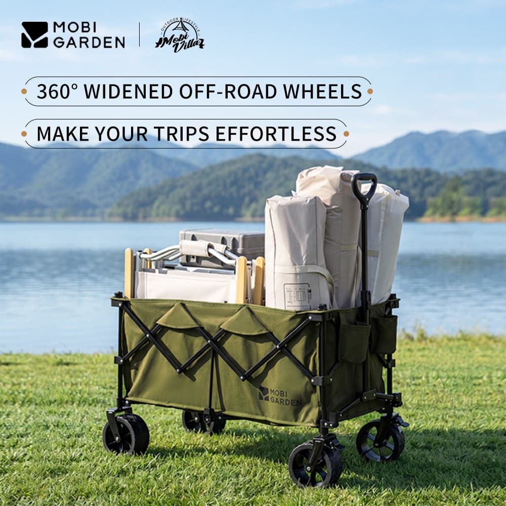 MOBI GARDEN รถเข็นพับได้ ขนาดใหญ่ 190L 340L ลิตร สําหรับตั้งแคมป์ ช้อปปิ้ง กลางแจ้ง รูปที่ 1