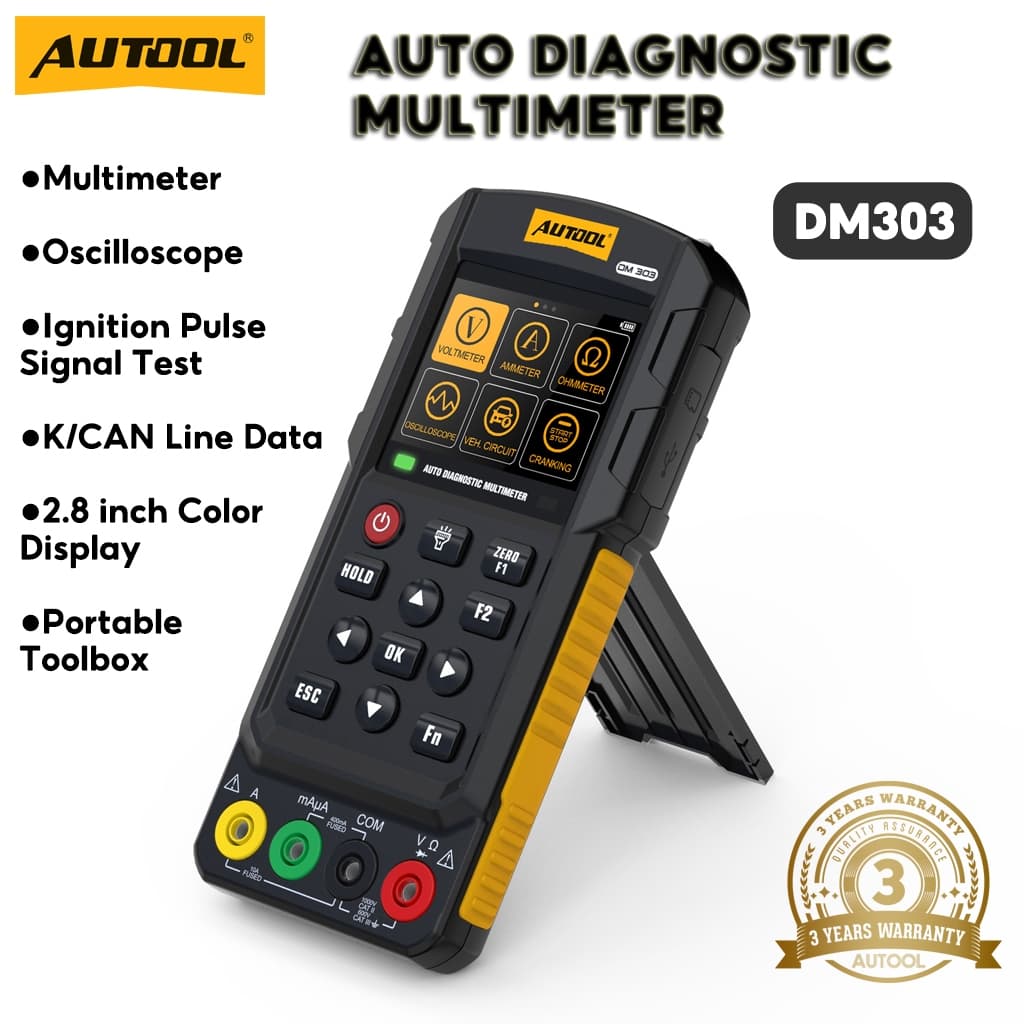 Autool DM303 มัลติมิเตอร์วิเคราะห์ยานยนต์ วัดแรงดันไฟฟ้า ออสซิลโลสโคป วัดกระแสไฟฟ้า ความต้านทาน… รูปที่ 1