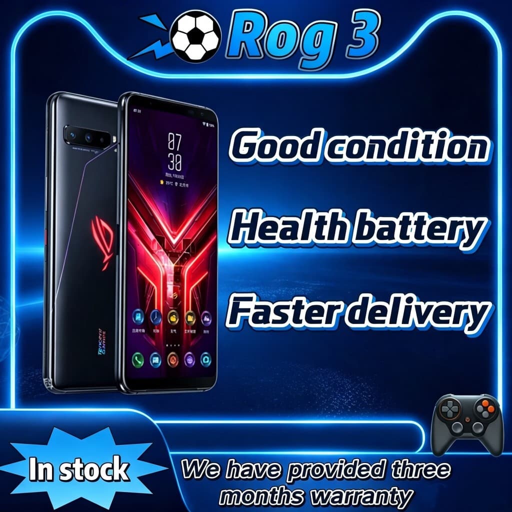 ASUS ROG Phone 3 มือสอง Original Global Version Gaming โทรศัพท์มือถือ 128GB/256GB, ทดสอบฟังก์ชั่นเต็มรูปแบบ,… รูปที่ 1