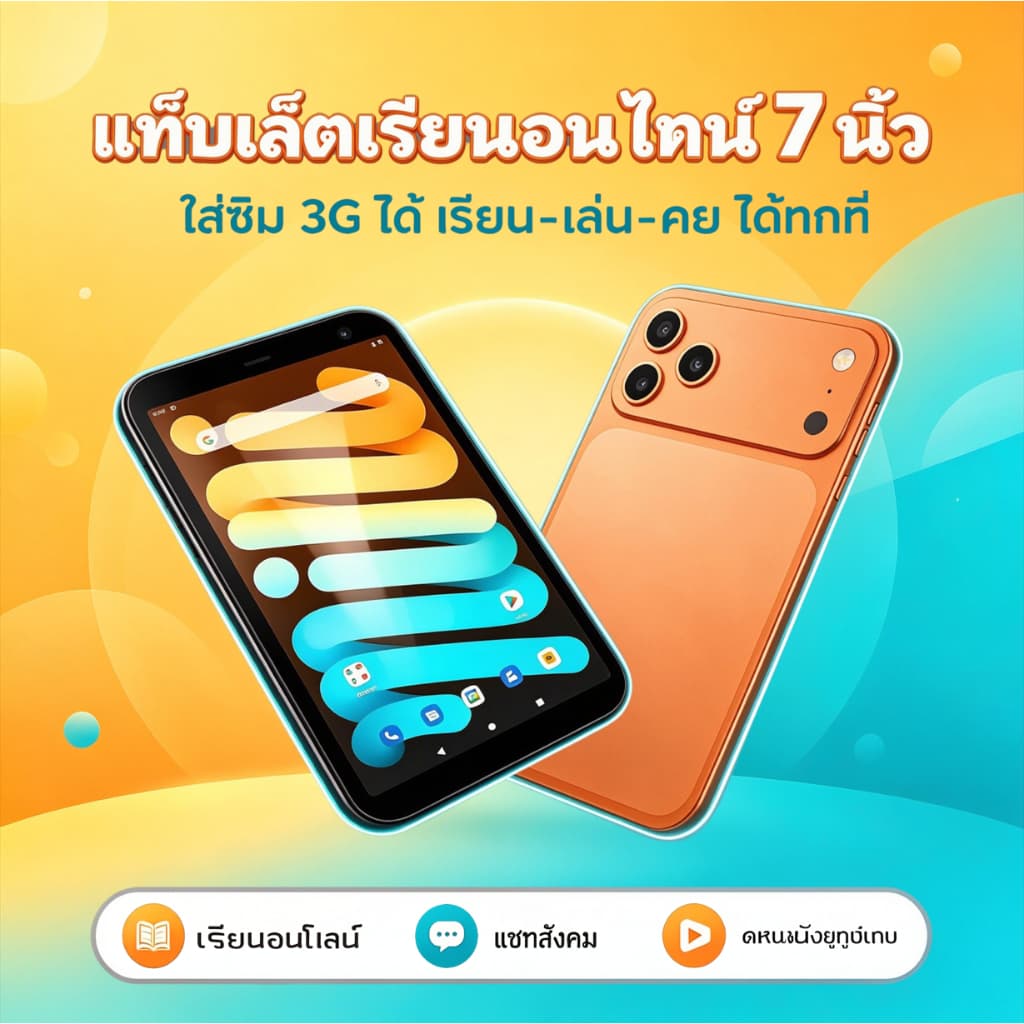 HK18 PRO MINI แท็บเล็ตพีซีแบบพกพา 7 นิ้ว | 3G Dual-Card โทรศัพท์อินเทอร์เน็ตเสียง-วิดีโอแท็บเล็ตการเรียนรู้ รูปที่ 1