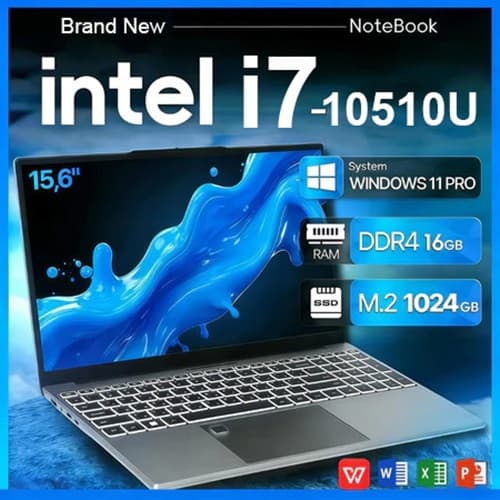 ใหม่ Intel Core i7 10th ตัวแทนHD 15.6 นิ้วแล็ปท็อป, 16GB+1TB SSD, ปลดล็อคลายนิ้วมือ, สํานักงาน/เกม/ออกแบบ +… รูปที่ 1