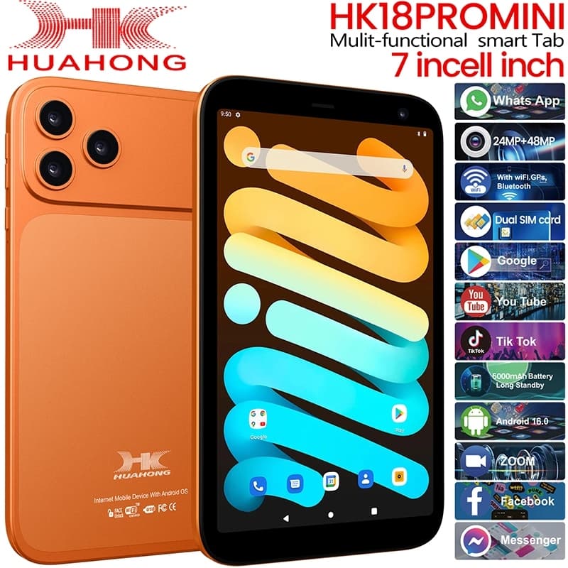 HK18 PRO MINI แท็บเล็ตพีซีแบบพกพา 7 นิ้ว | 4G โทรศัพท์การ์ตูนคู่อินเทอร์เน็ตอลูมิเนียมอัลลอยด์ Body GPS… รูปที่ 1