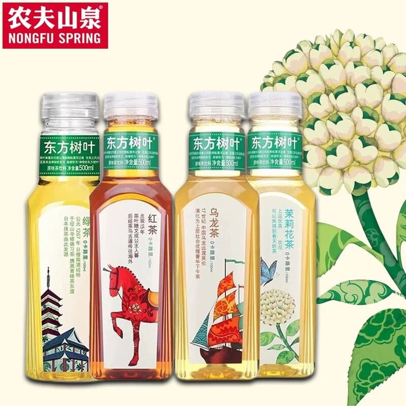 เครื่องดื่มชาใบโอเรียนทัล ชา( 东方树叶无糖茶饮 )ขนาด 500ml เครื่องดื่มใบไม้ตะวันออก อร่อยครบ ชาดอกไม้ รูปที่ 1