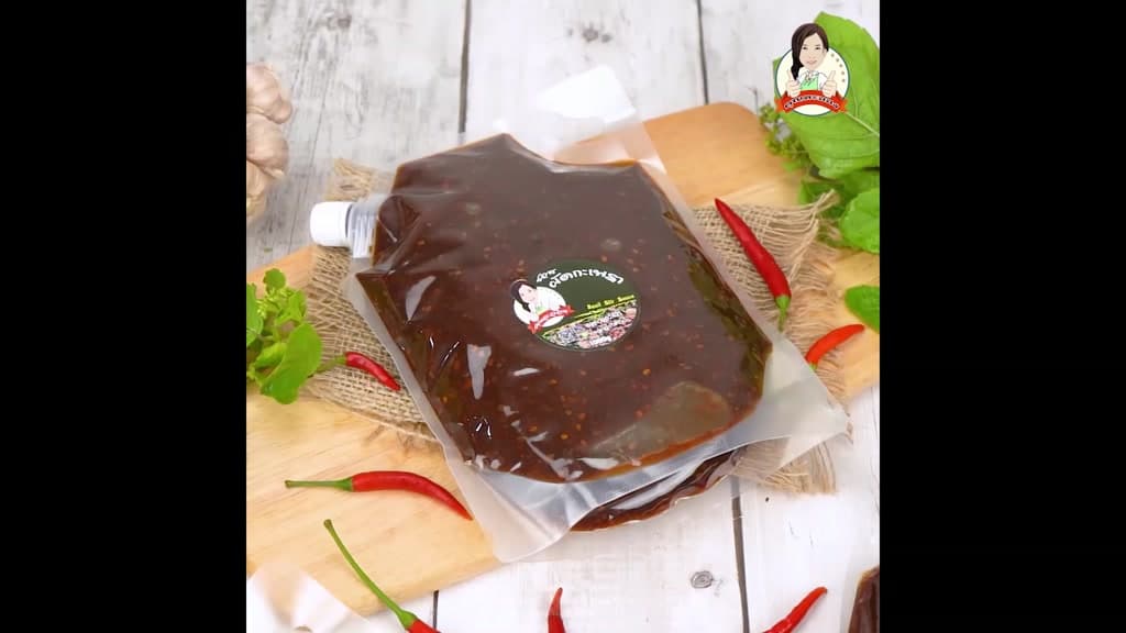 คุณละออง ซอสผัดกะเพรา 2000กรัม (100จาน) Stir fried basil sauce สูตรพริกแห้งเข้มข้นไร้น้ำมัน