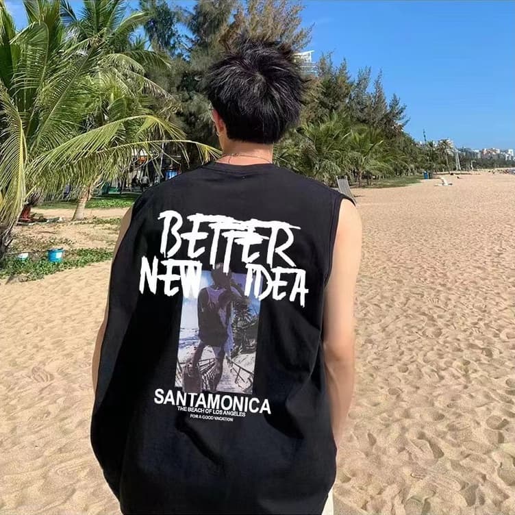 NEW เสื้อแขนกุดผู้ชาย เสื้อผ้าแฟชั่นผู้ชาย สไตล์เกาหลี รูปที่ 1