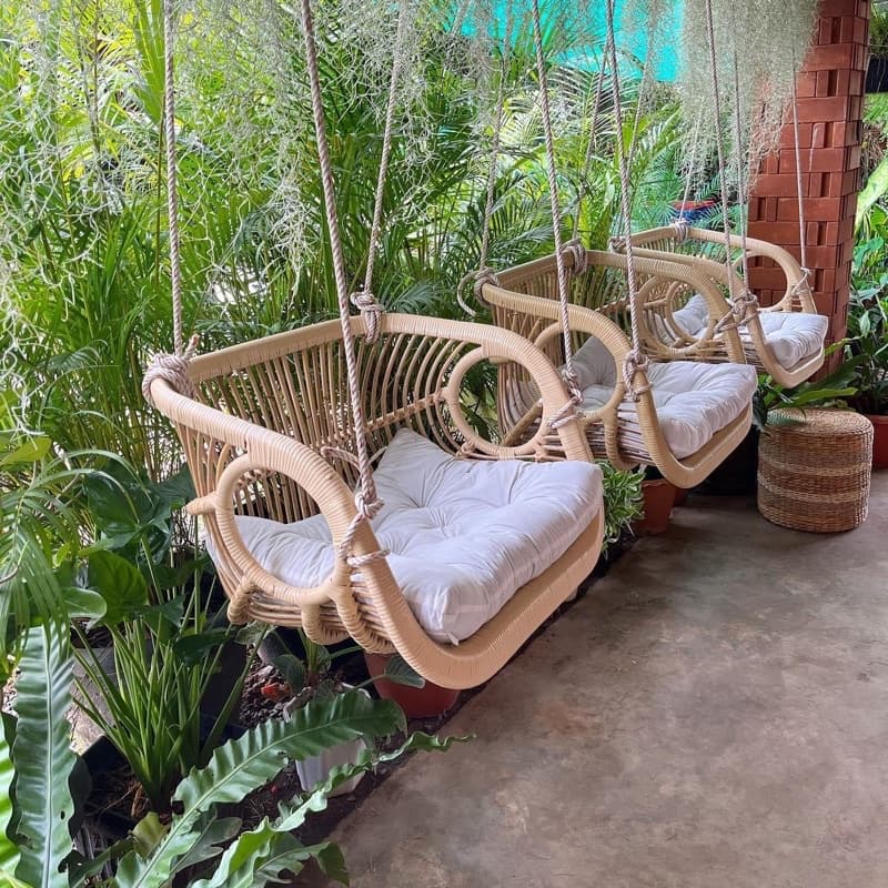 ถูกที่สุด พร้อมส่ง ชิงช้าหวายแท้ ขนาด1ที่นั่ง รวมเบาะนุ่มๆ+เชือกผูก 🍋 Swing Chair rattan