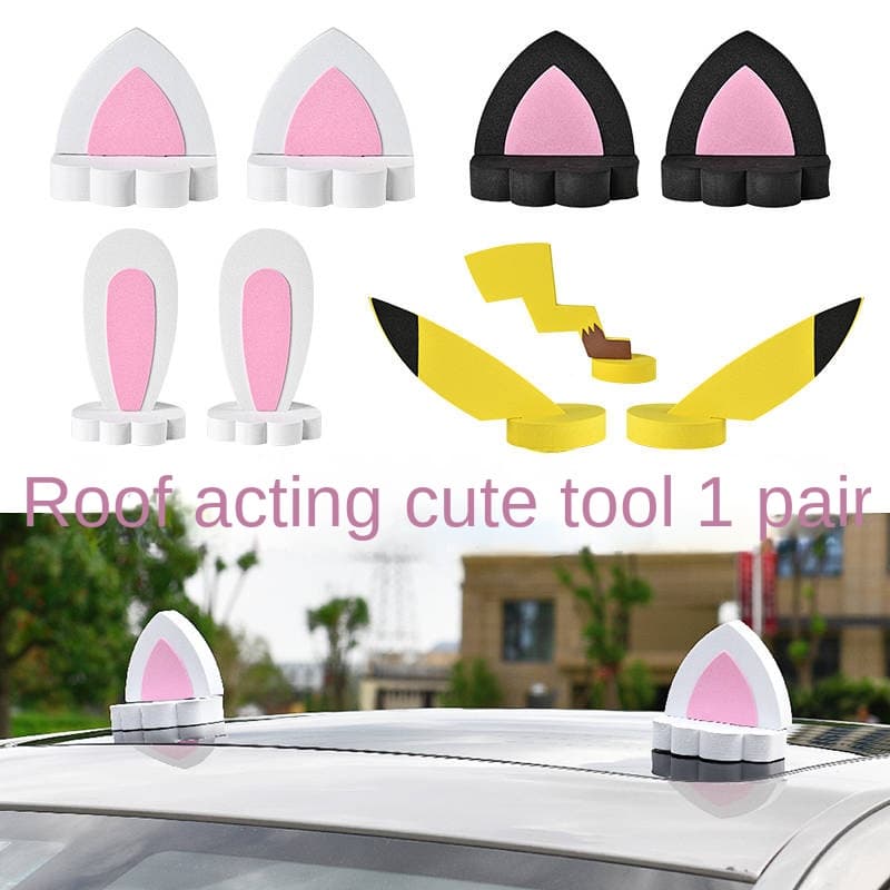 Car Roof Decoration Devil Horn Motorcycle Horn Rabbit Ears Cat Ears Sapling Anti-Collision 3D Auto Show… รูปที่ 1