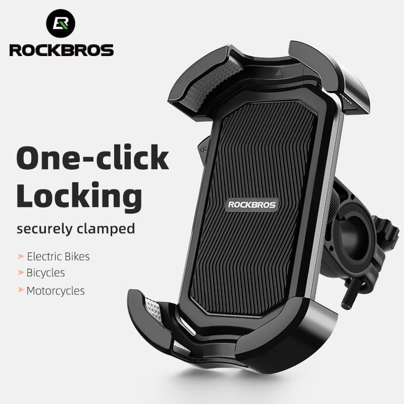 ROCKBROS ที่วางโทรศัพท์จักรยาน รถจักรยานยนต์ ล็อคเร็ว หมุนได้ ที่วางโทรศัพท์ MTB กันกระแทก รูปที่ 1