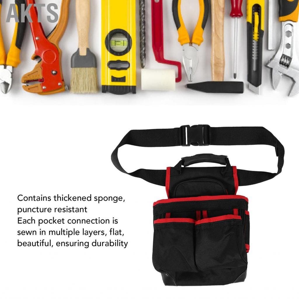 AKTS 600D Oxford ผ้ากระเป๋าเครื่องมือเข็มขัดช่างไฟฟ้าด้วยฟองน้ำหนา Quick Release Buckle… รูปที่ 1