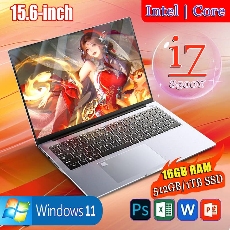 2025 แล็ปท็อปรูปลักษณ์น้ําหนักเบา Windows 11 pro15.6 นิ้ว lntel 17 ( CPU 8-core) 16GB ram 512GB/1TB SSD… รูปที่ 1