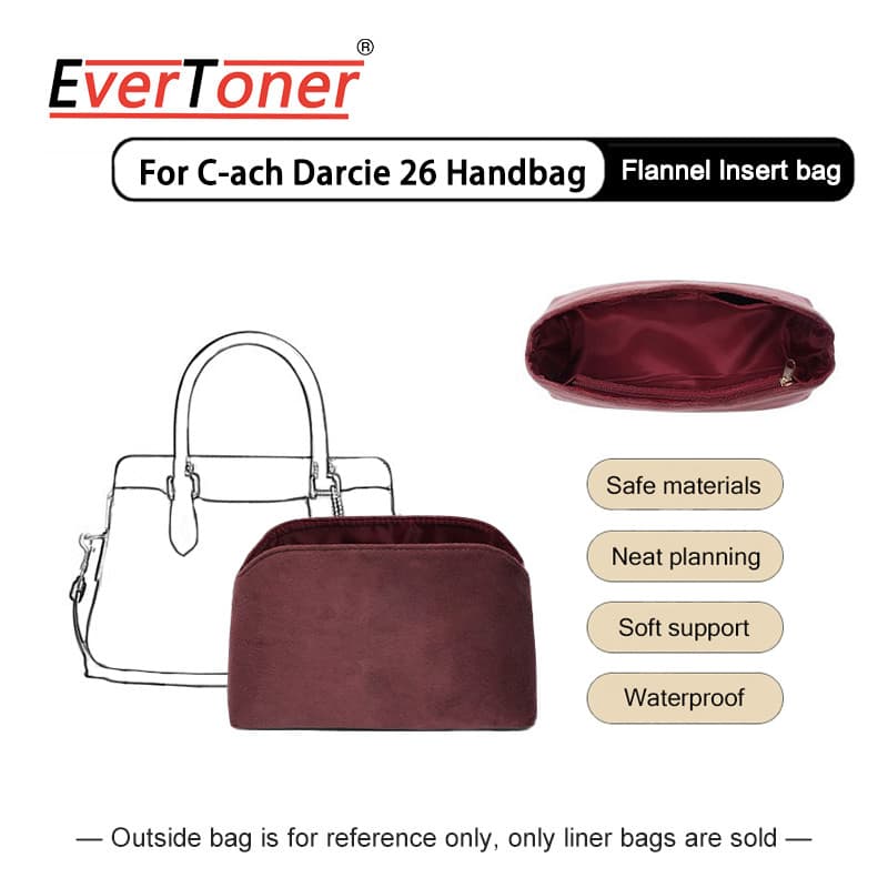 EverToner Flannelette ใส่กระเป๋าเหมาะสําหรับ C-ach Darcie 26 กระเป๋าแต่งหน้ากระเป๋ารองรับแบบพกพาใส่กระเป๋า… รูปที่ 1