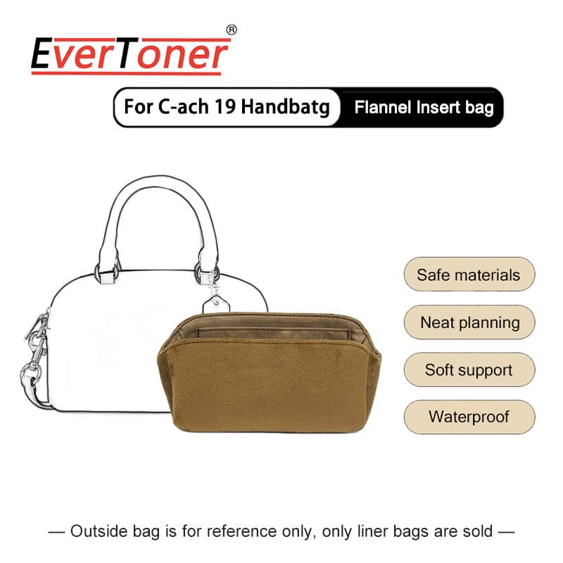 EverToner Flannelette ใส่กระเป๋าเหมาะสําหรับ C-ach Satchel 19 กระเป๋าแต่งหน้ากระเป๋ารองรับแบบพกพาใส่กระเป๋า… รูปที่ 1