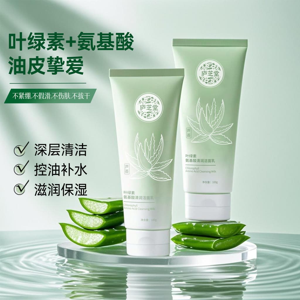 Luzhitang Facial Cleanser Chlorophyll Amino Acid Facial Cleanser Moisturizing Cleanser Oil Control… รูปที่ 1