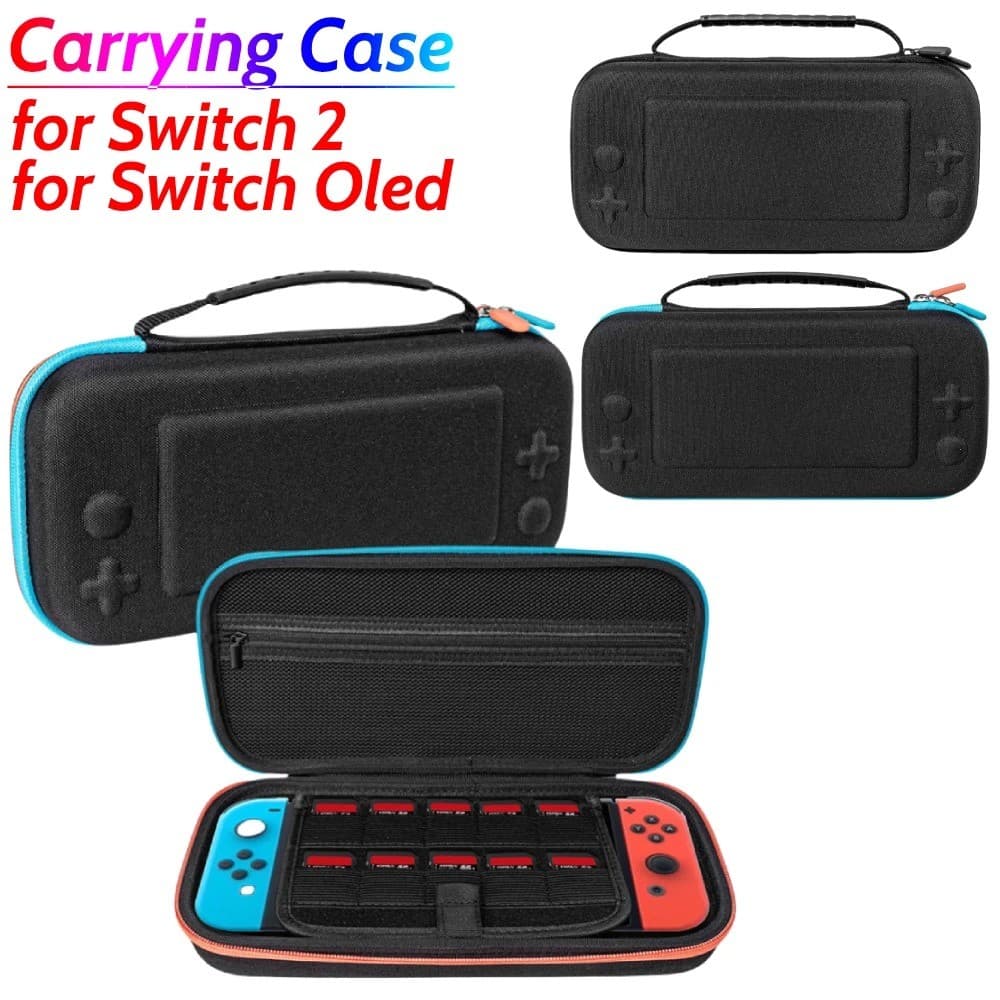 กระเป๋าถือสําหรับ Nintnedo สวิทช์ 2 & สวิทช์ /oled เกม Conslole กรณีกันกระแทกซิปกระเป๋าถือพร้อมเกมผู้ถือบัตรเก… รูปที่ 1