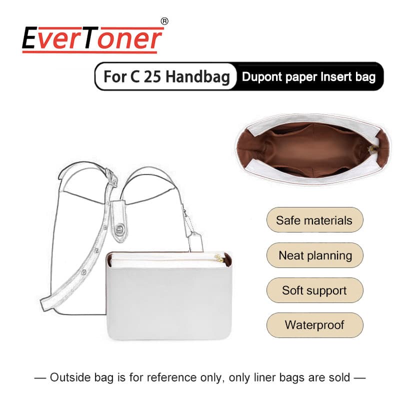 EverToner กระดาษไมโครไฟเบอร์ใส่กระเป๋าเหมาะสําหรับ C Hadley25 กระเป๋าแต่งหน้ากระเป๋ารองรับแบบพกพาใส่กระเป๋า… รูปที่ 1