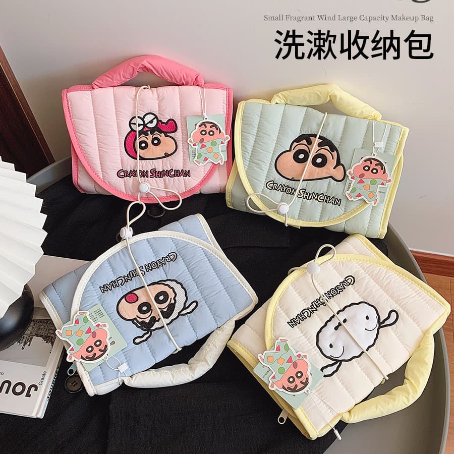 กระเป๋าใส่ของใช้ส่วนตัวแท้ Crayon Shin-chan แบบพกพา ขนาดใหญ่ ความจุสูง น่ารัก รูปที่ 1