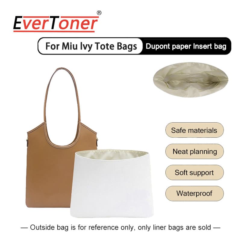 EverToner กระดาษไมโครไฟเบอร์ใส่กระเป๋าเหมาะสําหรับ Miu Ivy Tote กระเป๋าแต่งหน้ากระเป๋ารองรับแบบพกพาใส่กระเป๋า… รูปที่ 1