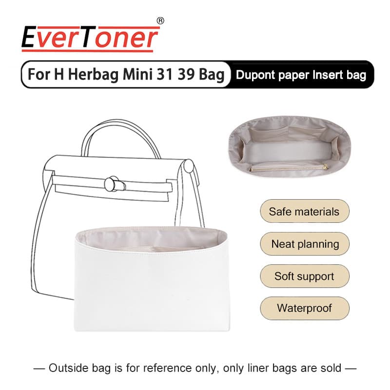 EverToner กระดาษไมโครไฟเบอร์ใส่กระเป๋าเหมาะสําหรับ H-herbag Mini 31/39 กระเป๋าแต่งหน้ากระเป๋ารองรับแบบพกพาใส่ก… รูปที่ 1