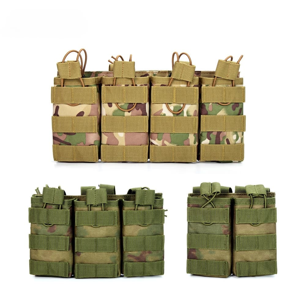 ยุทธวิธี Triple นิตยสารกระเป๋า Duo Quadruple Field Molle อุปกรณ์เสริมกระเป๋ากระเป๋าเก็บ Walkie-Talkie กระเป๋า รูปที่ 1