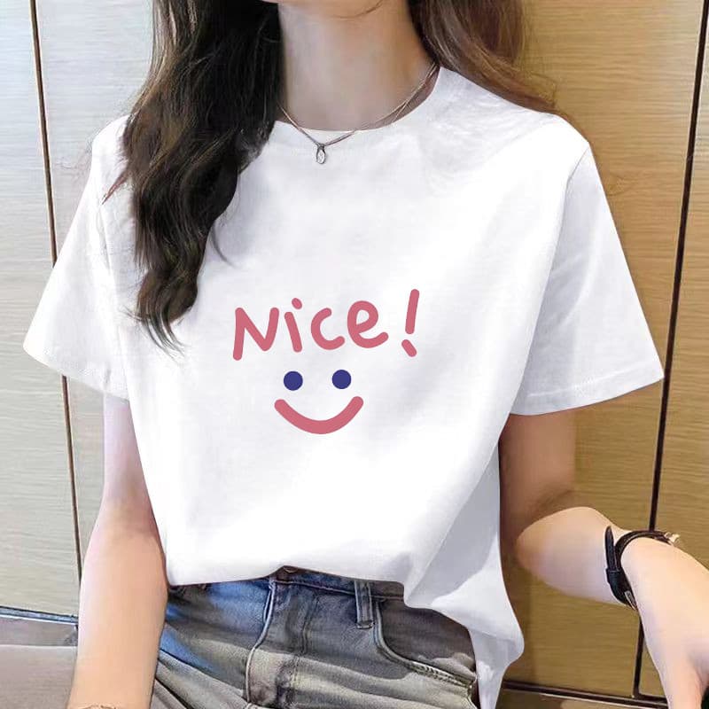 女生衣服 ทีเสื้อ ผู้หญิง ใหม่ ฤดูร้อน คอกลม พลัสไซส์ ท็อปส์ สําหรับผู้หญิง เสื้อผ้าแฟชั่น ผู้หญิง ที เสื้อ ผู้หญิง รูปที่ 1