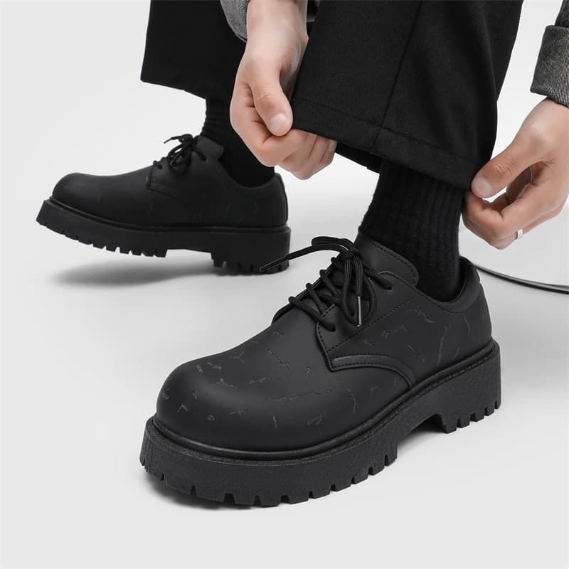 SIZE39-46 45 รองเท้าหนังหัวโต รองเท้าหนังผู้ชาย รองเท้าหนังขนาดใหญ่ผู้ชาย Lace-Up รองเท้าหนังกว้าง Toe… รูปที่ 1