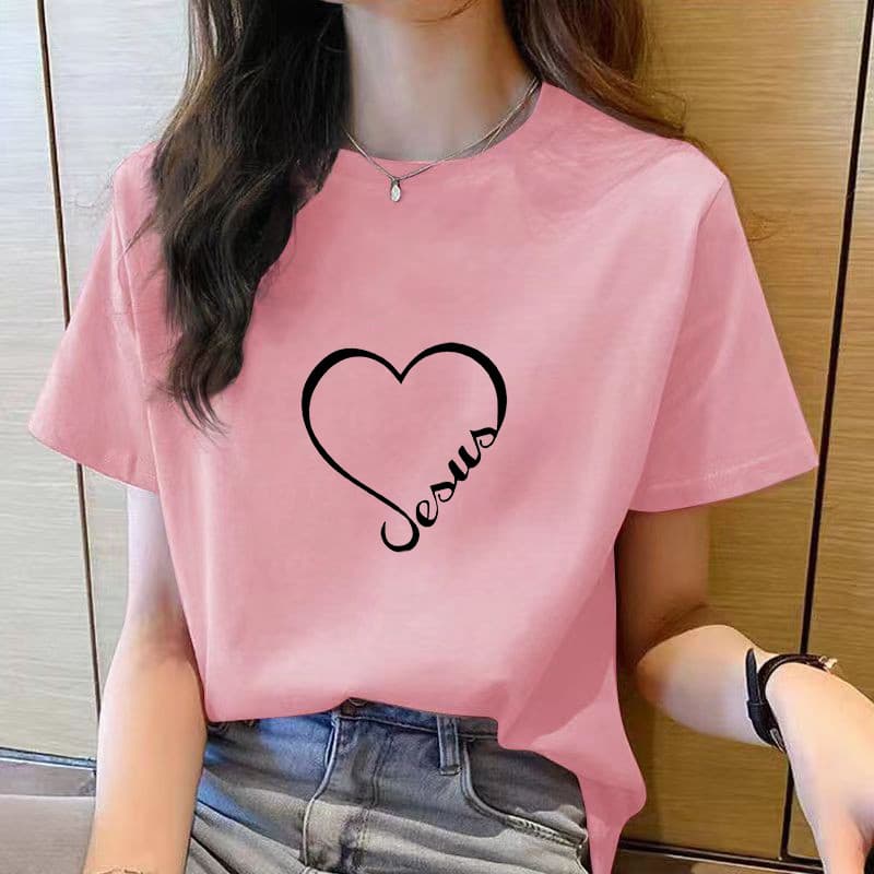 เสื้อยืดแขนสั้นผู้หญิง ฤดูร้อนใหม่รอบคอ plus ขนาดผู้หญิงเสื้อผ้าแฟชั่นผู้หญิง t เสื้อ perempuan รูปที่ 1