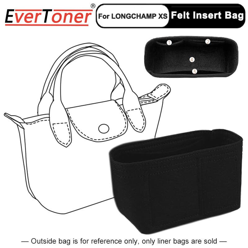 Evertoner Felt ใส่กระเป๋าสําหรับ Longchamp XS กระเป๋าเครื่องสําอางกระเป๋า Multi-Pocket เกี๊ยว Mini Liner… รูปที่ 1