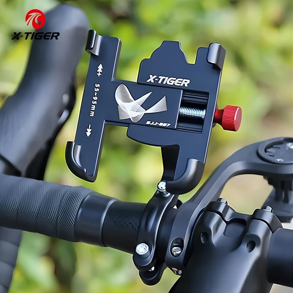 X-tiger ที่วางโทรศัพท์จักรยานโลหะผสมที่วางโทรศัพท์ 360° Rotation Bike ขาตั้งคลิปแฮนด์รถจักรยานยนต์สําหรับโทรศั… รูปที่ 1