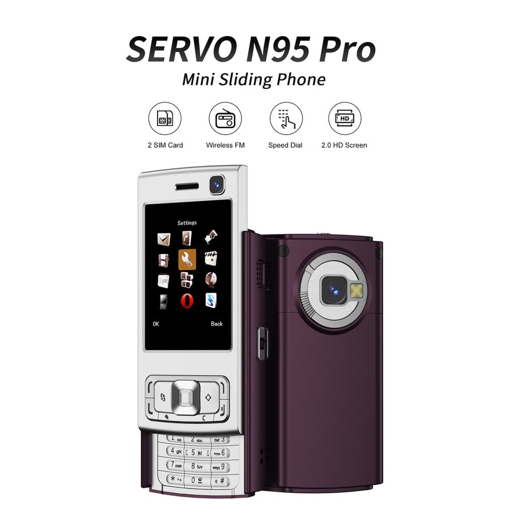 SERVO N95 Pro ใหม่ Slider โทรศัพท์มือถือ Dual SIM บลูทูธ Magic Voice ไฟฉาย FM วิทยุคีย์บอร์ด Mini 2G GSM… รูปที่ 1