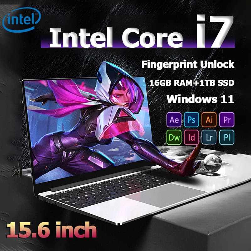 Intel Core i7 หน้าจอ HD 4 Core 15.6 นิ้ว Windows 11 แล็ปท็อป 16GB RAM 256GB 512GB 1TB 2TB SSD แล็ปท็อป laptop รูปที่ 1
