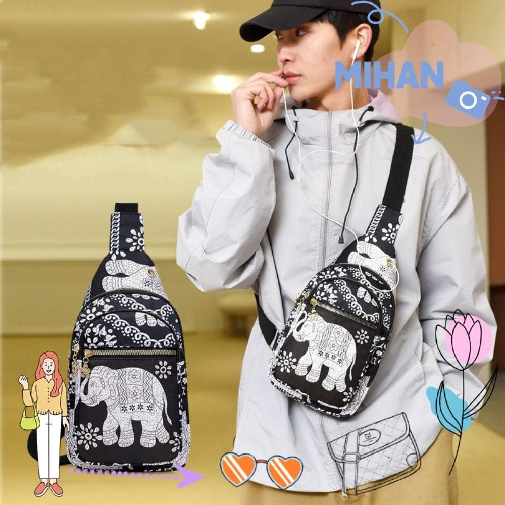 Mh กระเป ๋ าหน ้ าอก,ไนลอนหลายกระเป ๋ าCrossbody Bag,กระเป ๋ าMessengerความจุขนาดใหญ ่ ผู ้ หญิงผู ้ ชาย รูปที่ 1