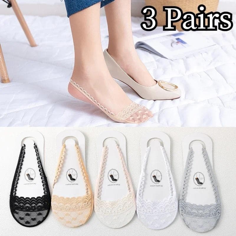 ถุงเท ้ าสตรีฤดูร ้ อนลูกไม ้ สาวเรือถุงเท ้ า Ultrathin ที ่ มองไม ่ เห ็ น Breathable Lady ถุงเท ้ าผ ้ าฝ… รูปที่ 1