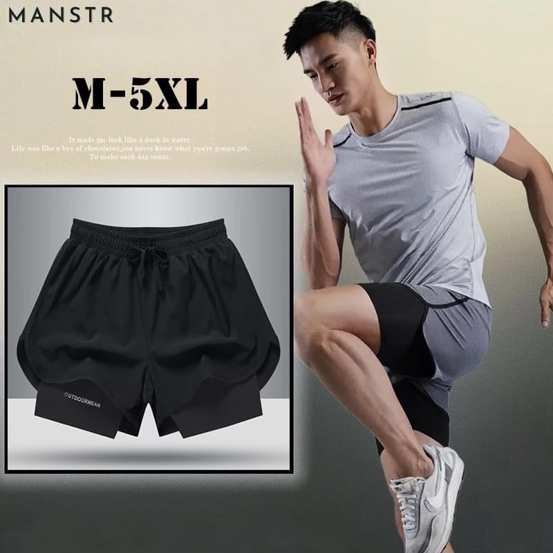 MANSTR M-5XLกางเกงขาสั้น ระบายอากาศ แห้งเร็ว สีเทา เหมาะกับการวิ่ง เล่นกีฬา เข้าฟิตเนส…