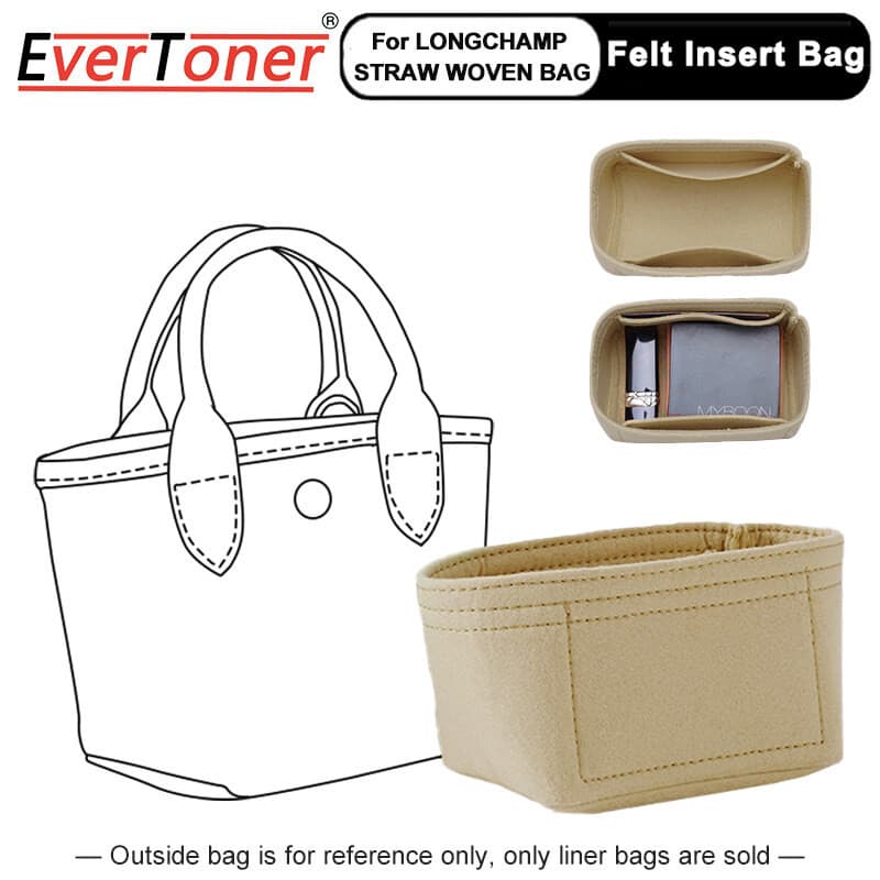 Evertoner ใส่กระเป๋าสําหรับ Longchamp กระเป๋าฟาง Felt Liner กระเป๋าเครื่องสําอางกระเป๋า Finishing… รูปที่ 1