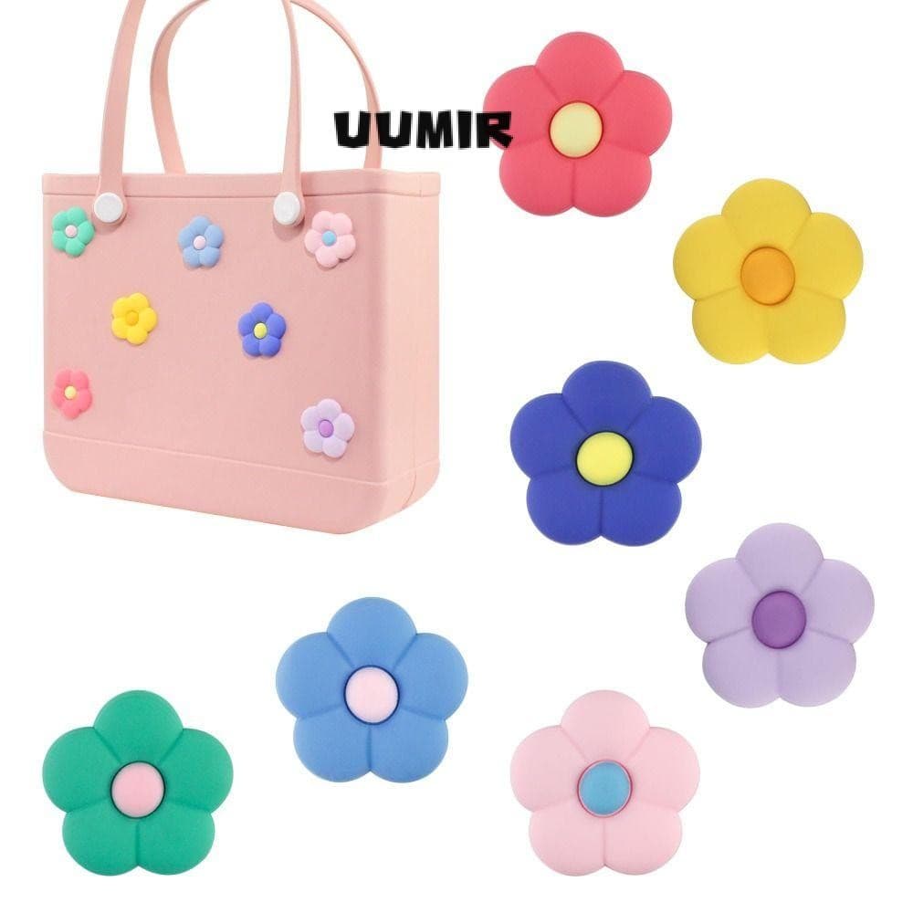 UUMIR 6 ชิ้นดอกไม้ Charms สําหรับ Bogg กระเป๋า,ยางกระเป๋าชายหาด DIY อุปกรณ์เสริม Charms,… รูปที่ 1