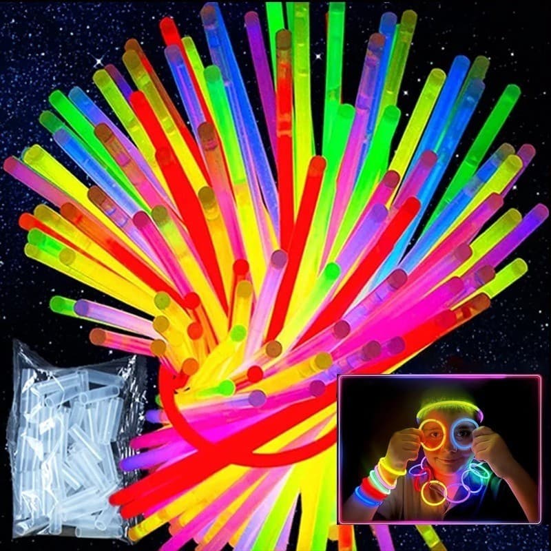 แท่งเรืองแสงสีสันสดใส - สร้อยคอสร้อยข้อมือ DIY แท่งเรืองแสง - แท่งเรืองแสงที่โค้งงอได้สดใส - อุปกรณ์ปาร์ตี้ รูปที่ 1