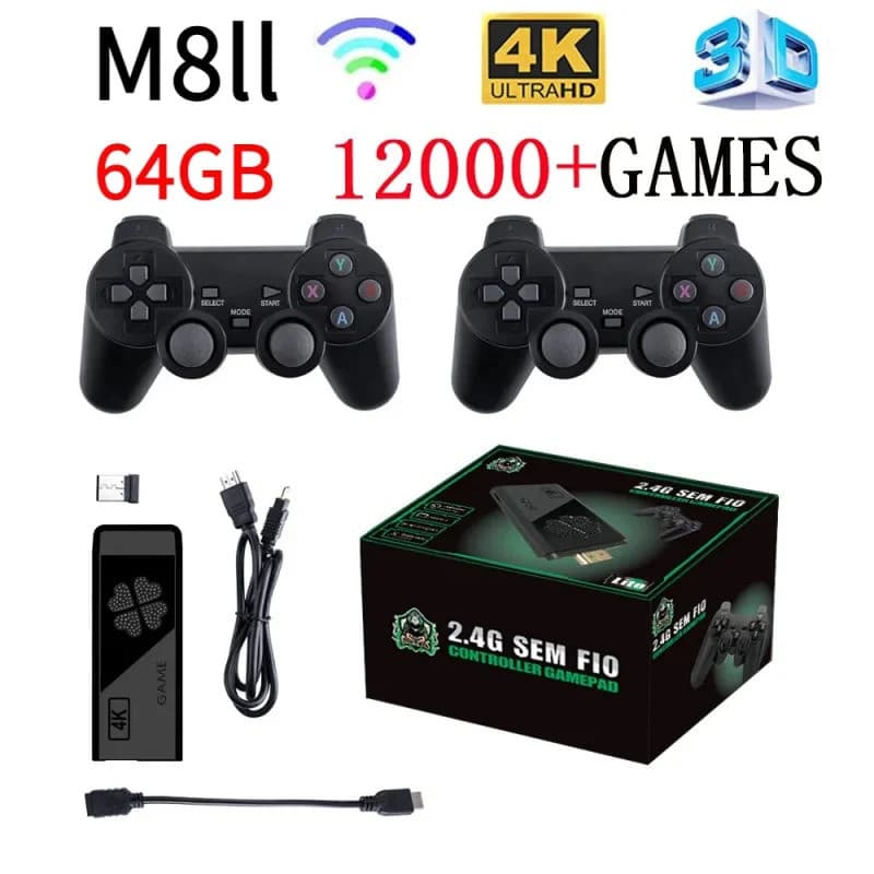 M8ii เกม Stick คลาสสิก Retro เกมคอนโซล HD 4K WIFI 4G เด็ก Xmas ของขวัญ12000เกมฟรี64GB PK M8เกม Stick b1jc รูปที่ 1